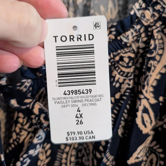 Torrid Washable Challis Off Shoulder Tea Dress Paisley Print NWT - Picture 4 of 16